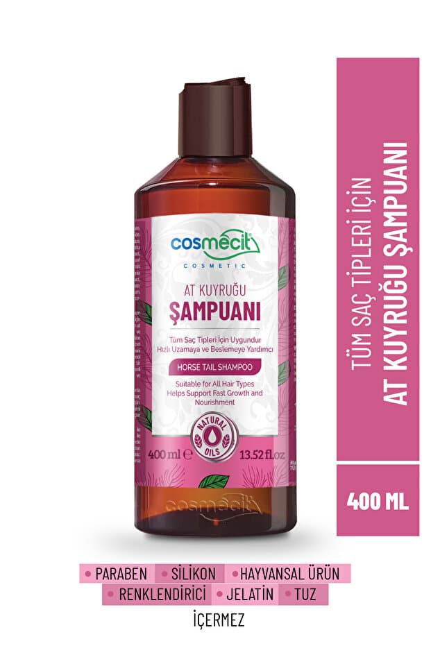 Cosmecit Doğal At Kuyruğu Özlü Hızlı Uzamaya ve Beslemeye Yardımcı Şampuan 400 ML