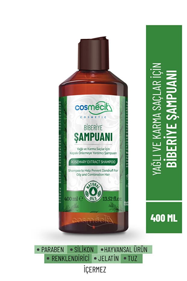 Cosmecit Doğal Biberiye Özlü Kepek Karşıtı Şampuan - Yağlı ve Karma Saçlar İçin (400 ml)